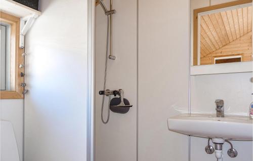 内克瑟2 Bedroom Amazing Home In Nex的一间带水槽和淋浴的浴室