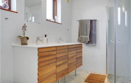 格罗斯滕Merkur的一间带水槽和淋浴的浴室