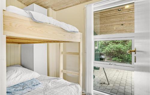 BrydegårdStunning Home In Haarby With 5 Bedrooms, Sauna And Wifi的一间卧室配有双层床和窗户。