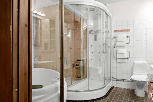 基律纳贝斯特韦斯特北极伊甸园酒店的带淋浴、浴缸和卫生间的浴室