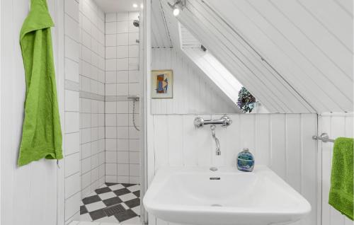 古兹耶姆Stunning Apartment In Gudhjem With Kitchen的白色的浴室设有水槽和窗户。