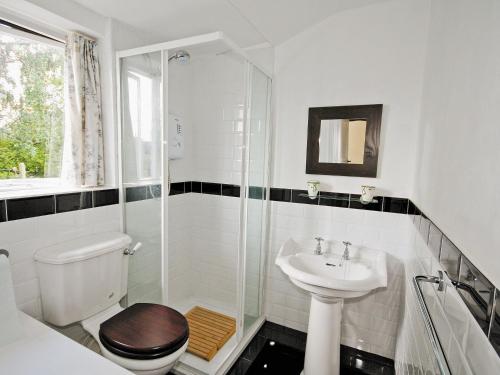 AlrewasSwiss Cottage - E5375的白色的浴室设有卫生间和水槽。