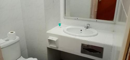 怡保赛利马来西亚宜珀酒店的白色的浴室设有水槽和镜子