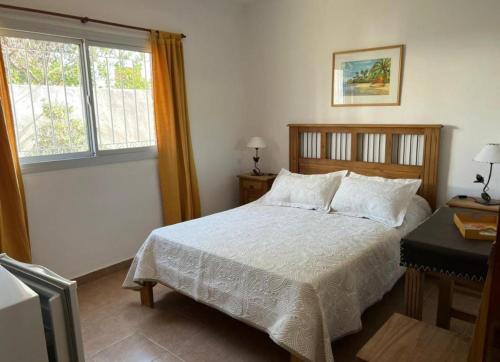 维拉卡洛斯帕兹Posada de Los Lirios的一间卧室设有一张床和一个窗口