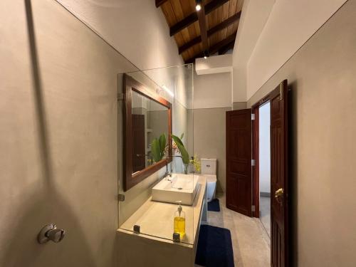 乌纳瓦图纳Galawatta Beach Resort的一间带水槽和镜子的浴室