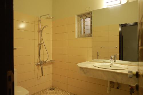 卡拉奇Sunset BnB的一间带水槽和淋浴的浴室