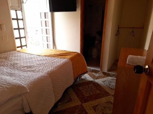 Llano GrandeCASA HOTEL GUADALUPE的一间卧室设有一张床和一个窗口