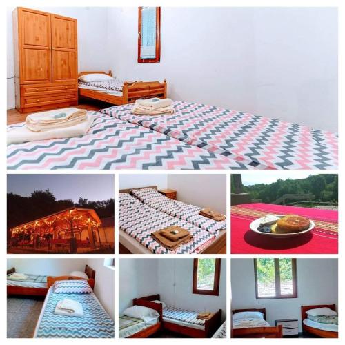 VladayaBonsovi Poliani Hut (хижа Бонсови поляни)的卧室四幅相片的拼贴