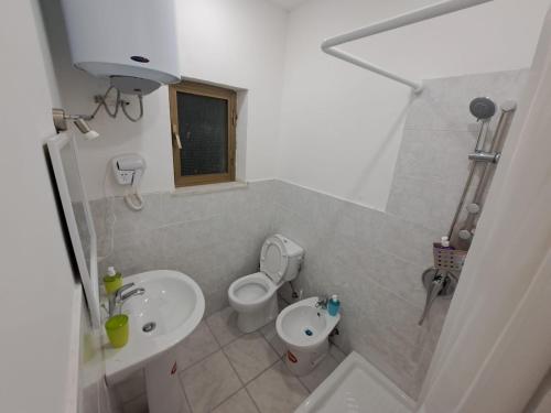 卡塔尼亚four apartaments的一间带卫生间和水槽的小浴室