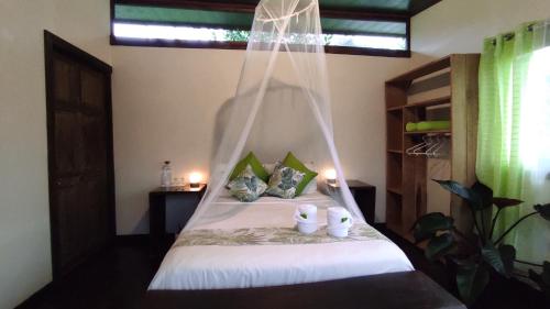 圣伊西德罗EYA Ecolodge的一间卧室配有一张带蚊帐的床