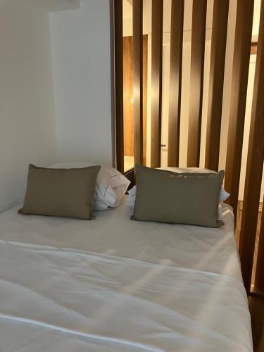 圣保罗São Paulo - Vila Mariana - Central的一张带两个枕头的大白色床