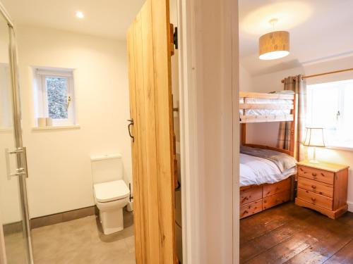 兰戈伦Alwyn Cottage的一间卧室配有双层床和卫生间