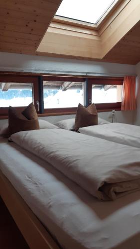 施科佩尔瑙Haus Erna Schoppernau的船上的两张床,带窗户