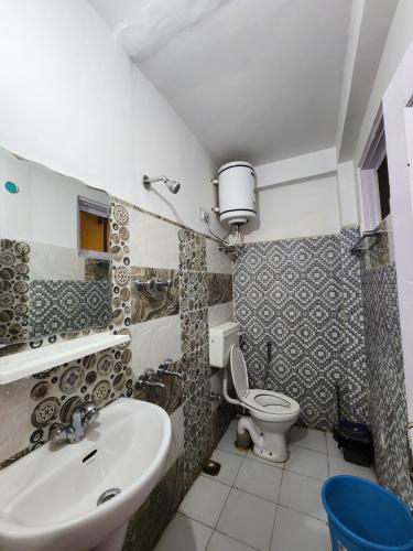 JariWoodzo Kasol的一间带水槽和卫生间的浴室