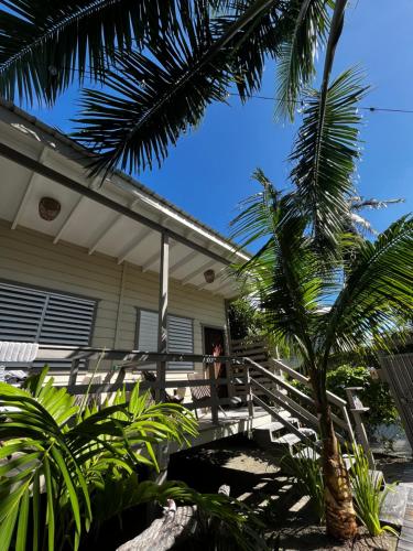 库尔克岛DreamCabanas的房屋前的棕榈树
