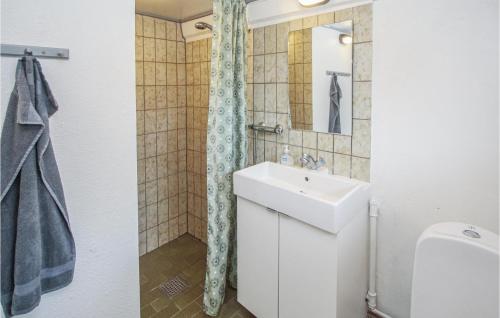 Kolby KåsStunning Home In Sams With Kitchen的一间带水槽和淋浴的浴室