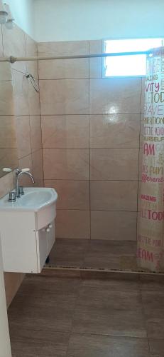 坦季Mi Casa de Campo的一间带水槽和淋浴的浴室