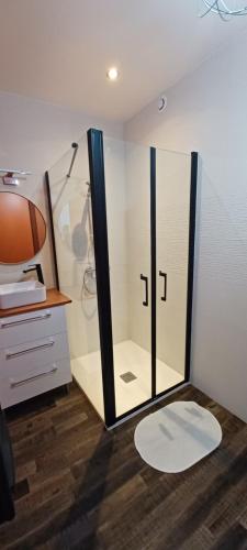 布鲁瓦Doma Anna的带淋浴的浴室和玻璃门