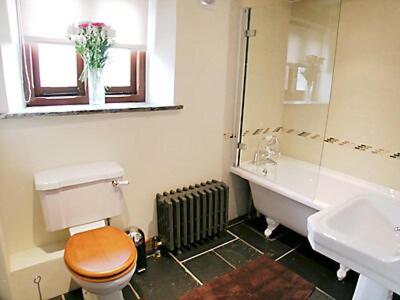 North PetherwinThe Stable的浴室配有卫生间、浴缸和水槽。
