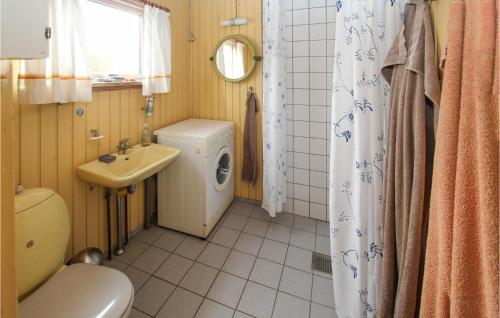 Kolby KåsBeautiful Home In Sams With Kitchen的浴室配有卫生间、盥洗盆和淋浴。
