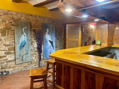 GalveCasa Rural La Yedra的厨房墙上有两幅鸟画