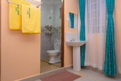KikuyuGardens Executive Suites的一间带卫生间和水槽的浴室