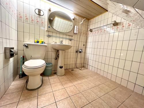 台中市逢甲猪小窝的一间带卫生间和水槽的浴室