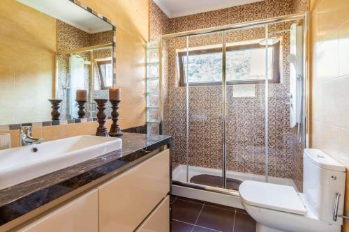 辛方伊什Casa da Barragem Douro的浴室配有卫生间水槽和淋浴。