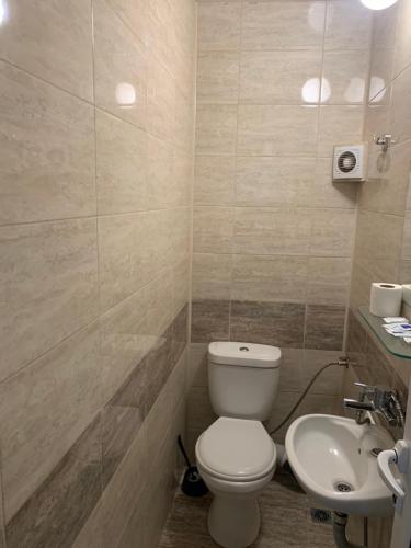 哈斯科沃Hotel Oazis的一间带卫生间和水槽的浴室