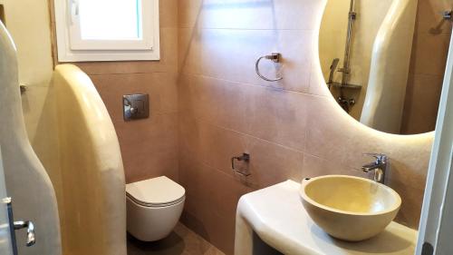 IstérniaAelia Mare Penthouse的一间带水槽、卫生间和镜子的浴室
