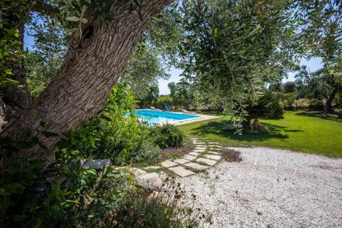 卡洛维诺Pietre Bianche的院子中的树木和游泳池