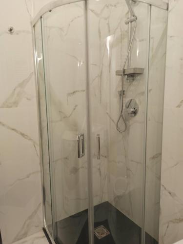 米兰Luxury House Lupetta 3的浴室里设有玻璃门淋浴