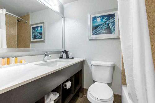 毕夏普Cielo Hotel Bishop-Mammoth, Ascend Hotel Collection的白色的浴室设有卫生间和水槽。