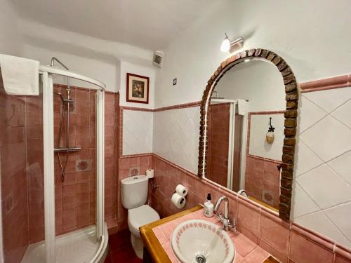 布维翁天使之家乡村民宿的一间带水槽、淋浴和卫生间的浴室
