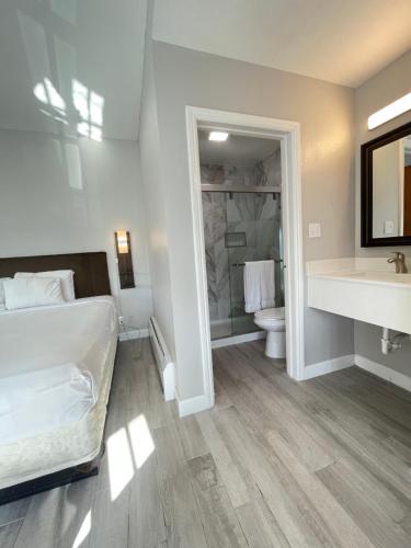 旧金山马里纳酒店的带浴缸、卫生间和盥洗盆的浴室