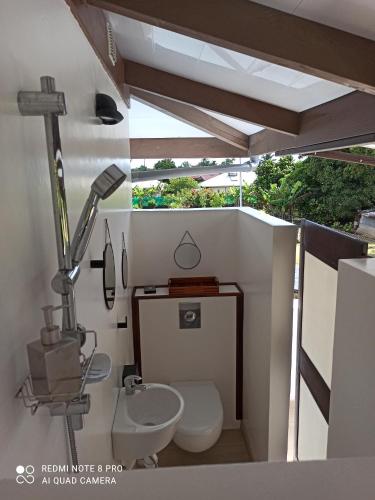 TevaitoaLa Maison Du Voyage的浴室配有白色卫生间和盥洗盆。