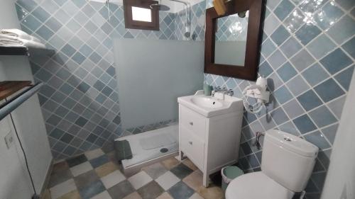 Tajace de AbajoLa Cuadra de Pascuala的一间带卫生间、水槽和镜子的浴室
