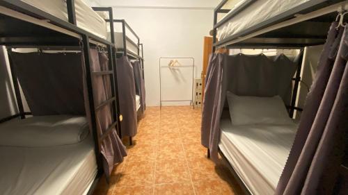 成功镇月光祝福民宿Moonlight Blessing Hostel的走廊上设有两张双层床。