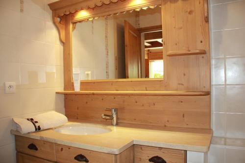 塔南日GITE BALNEO LES AMARYLLIS的一间带水槽和镜子的浴室