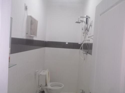康提Glenview hotel & homestay的带淋浴和卫生间的白色浴室