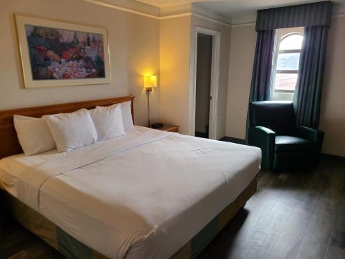 法明顿法明顿拉金塔旅馆的酒店客房带一张大床和一把椅子
