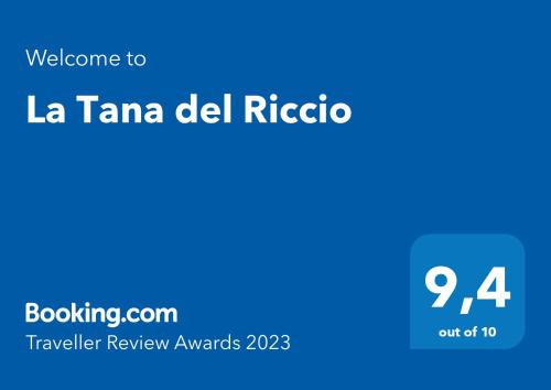 阿巴迪亚圣萨尔瓦托雷La Tana del Riccio的a screenshot of aku mana del ricoco with the words telegram review awards