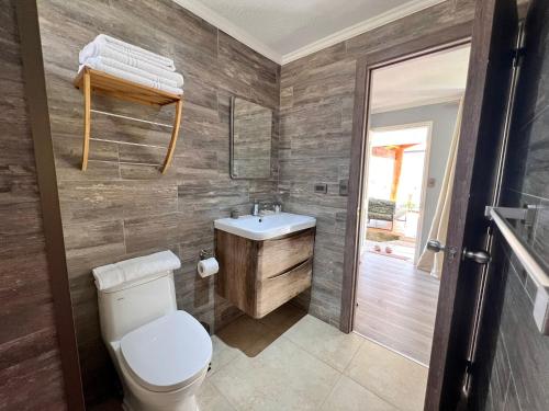 安加罗阿伊纳吉乌伊酒店的一间带卫生间和水槽的浴室