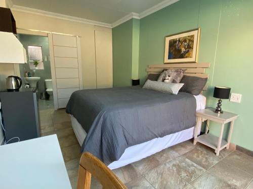 纽卡斯尔Protea Guesthouse的一间带大床的卧室和一间浴室