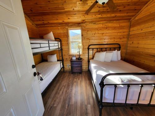Panamint SpringsPanamint Springs Motel & Tents的小木屋内一间卧室配有两张双层床