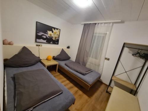 塞埃巴克Ferienhaus Auszeit的一间带两张床和一张沙发的客厅