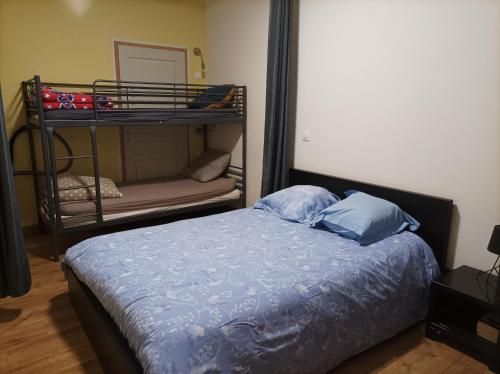 欧波讷Appartement Eaux bonnes的一间卧室配有一张床和一张双层床。