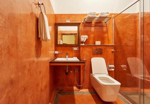 蓬蒂切里VILLA DU OCEAN的一间带卫生间和水槽的浴室