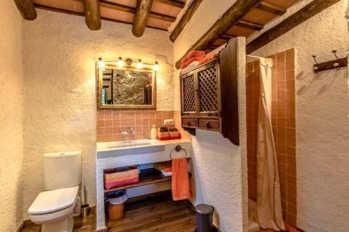 Sant Feliu de BuixalleuCatalunya Casas Stunning Costa Brava mountain retreat and 30kms away from the beach的一间带水槽和卫生间的小浴室