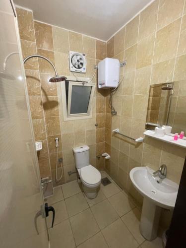 QināGrand Hotel Qena的一间带卫生间和水槽的浴室